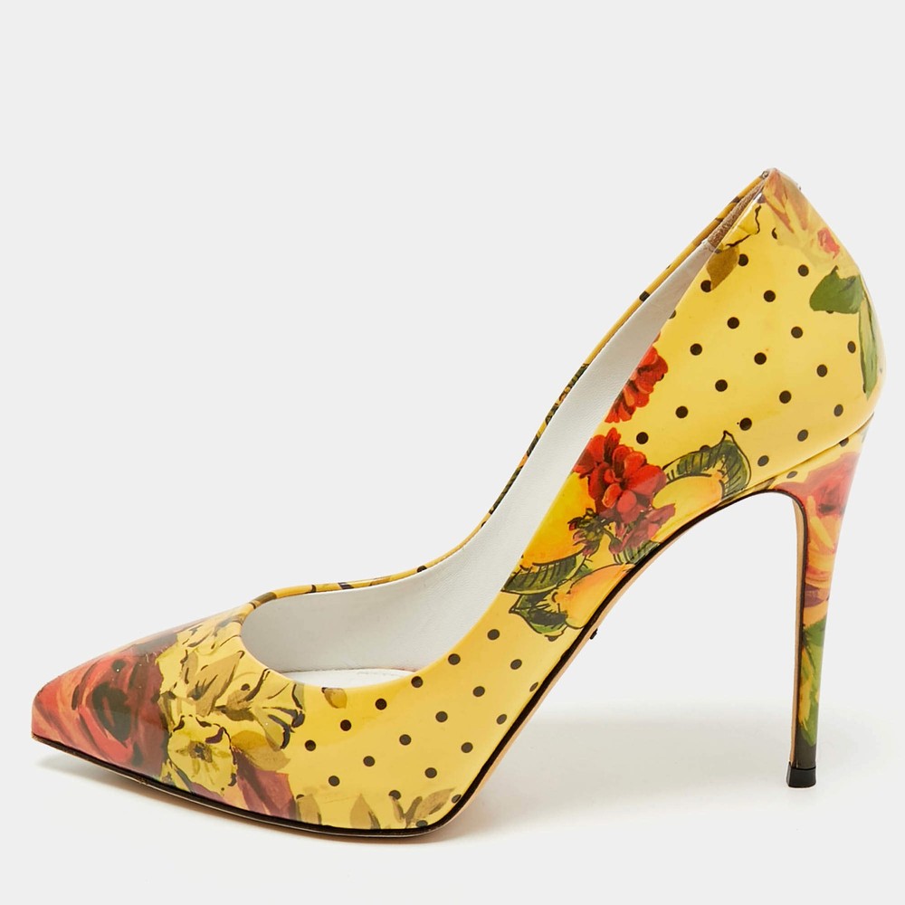 Dolce Gabbana Multicolor Floral Printed Patent Leather Pointed Toe Pumps Size 36