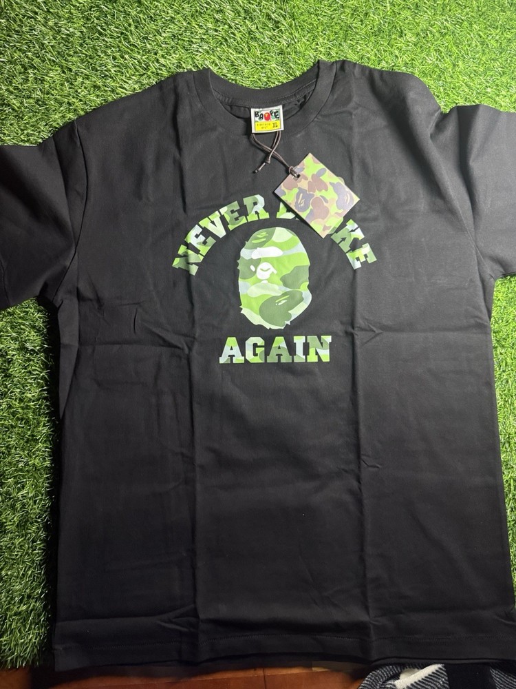 A Bathing Ape Men’s Black/Green Camo Graphic Baby Milo Crew Neck T-Shirt XL