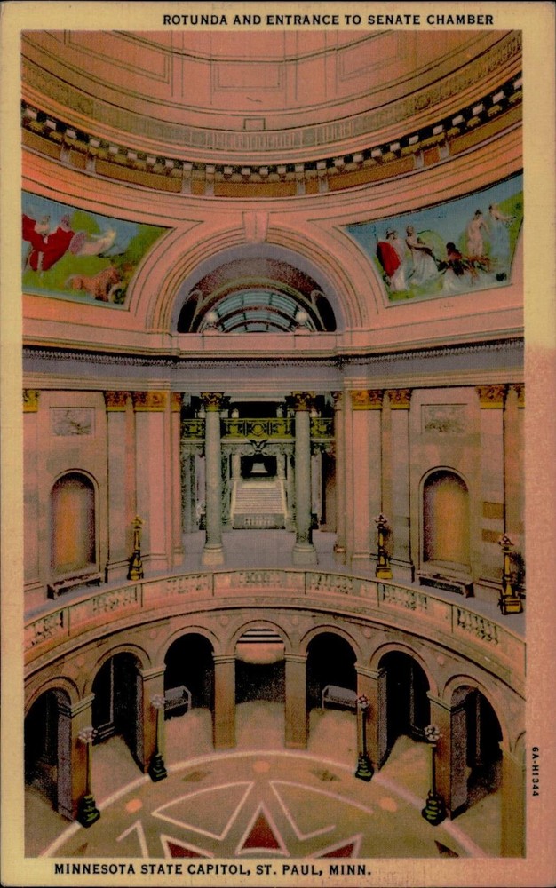 Curt Teich Postcard Minnesota State Capitol St Paul Rotunda Senate Chamber