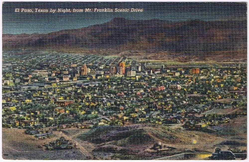 Postcard El Paso Texas At Night From Mt Franklin Scenic Drive