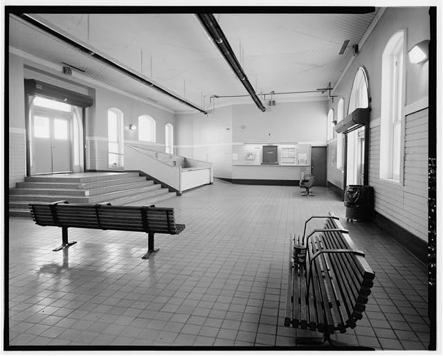 Norwalk CT South Norwalk Railroad Station Waiting Room 1900s Bench Interior