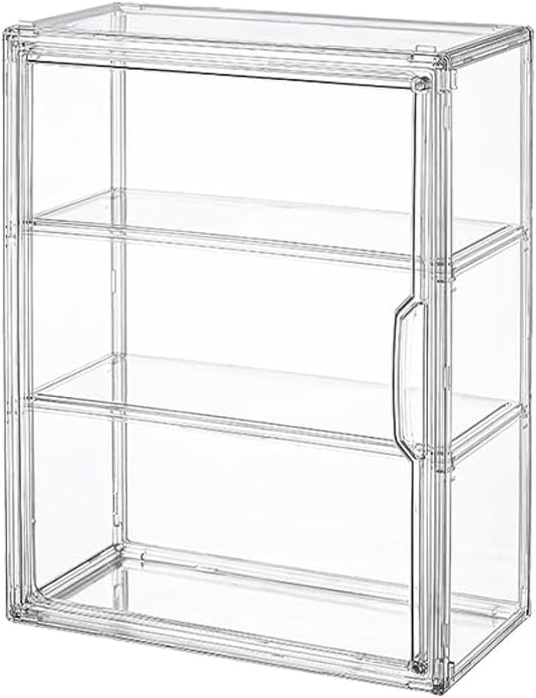 3 Tiers Clear Display Case for Figures, Acrylic Storage Organizers Box with Magn