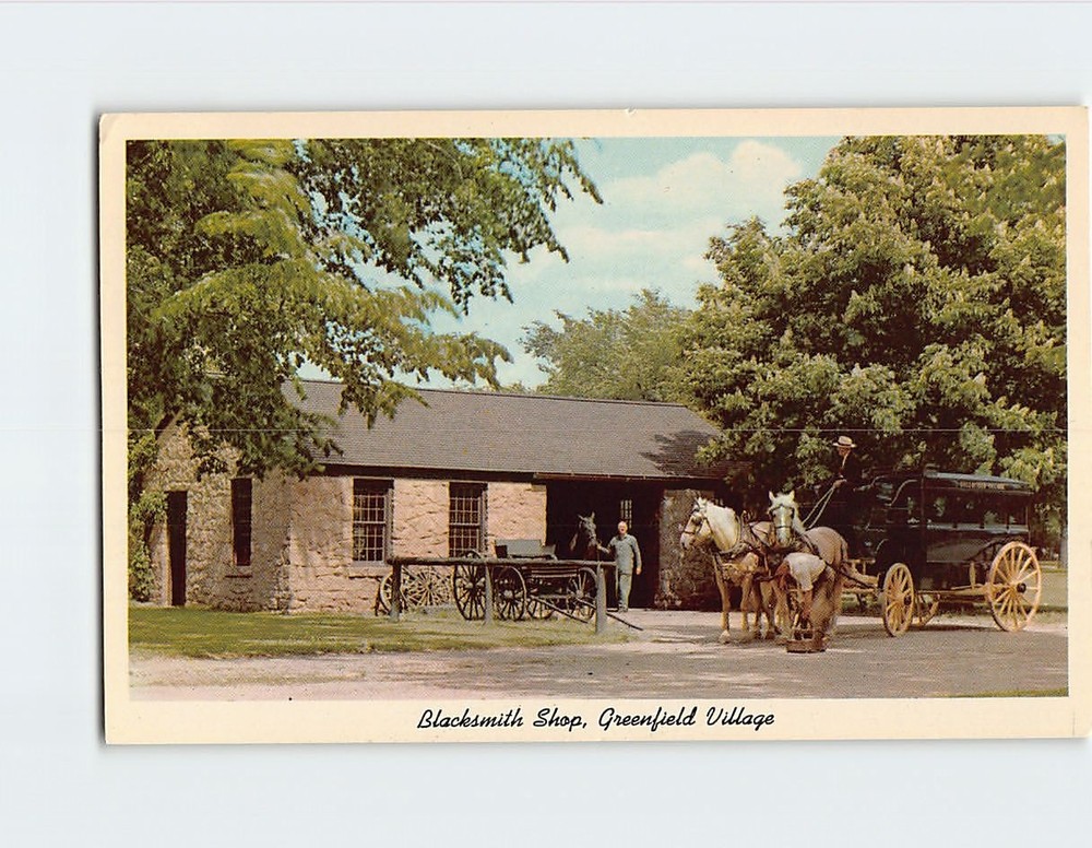Postcard Blacksmith Shop Greenfield Village Dearborn Michigan USA