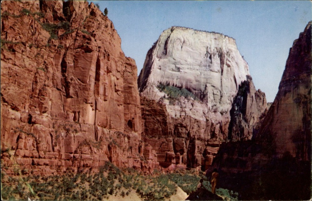 Utah Zion Natl Park Great White Throne ~ Union Pacific Railroad postcard