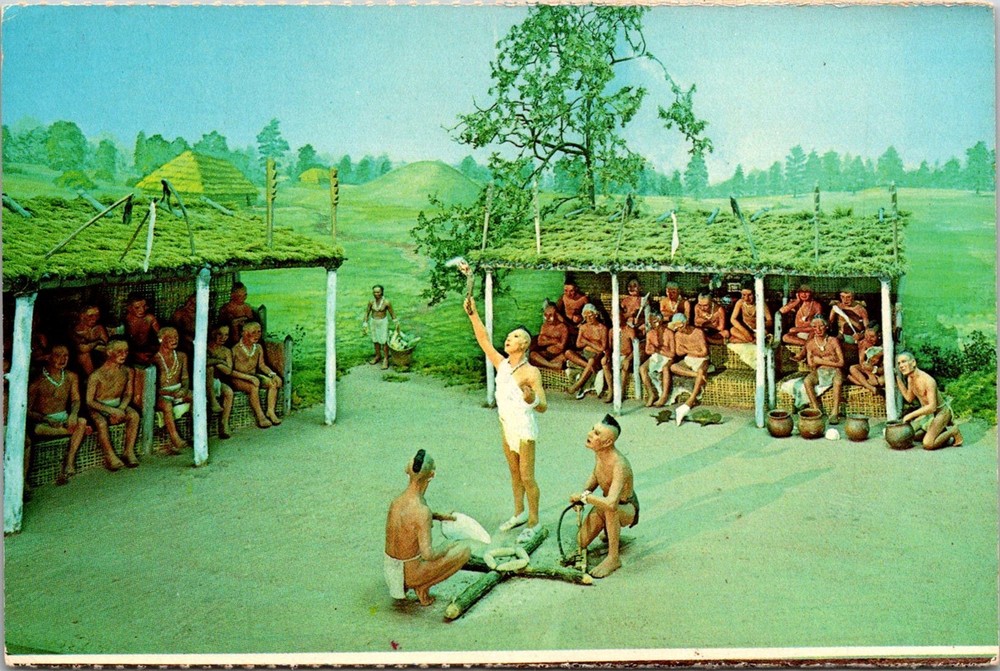 Dr Jim Stamps Postcard Ocmulgee Macon Georgia Creek Green Corn Dance