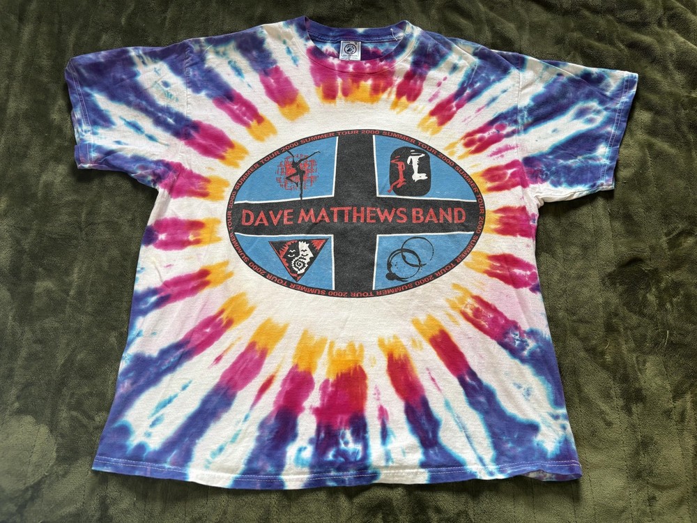 Vintage Dave Matthews Band Shirt Mens XL Tie Dye Summer Tour 2000 Delta Graphic