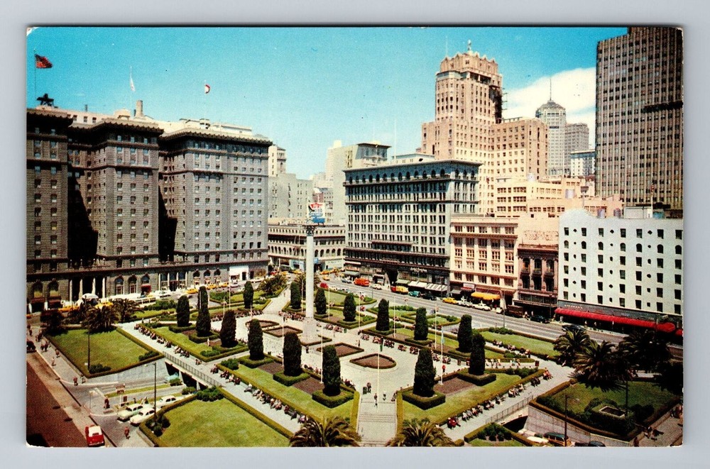 San Francisco CA-California, Union Square, Vintage Postcard