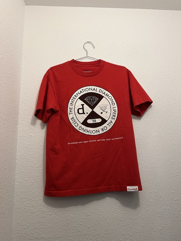 Diamond Supply Co Shirt Adult Medium Red Graphic Short Sleeve Skateboarding Men