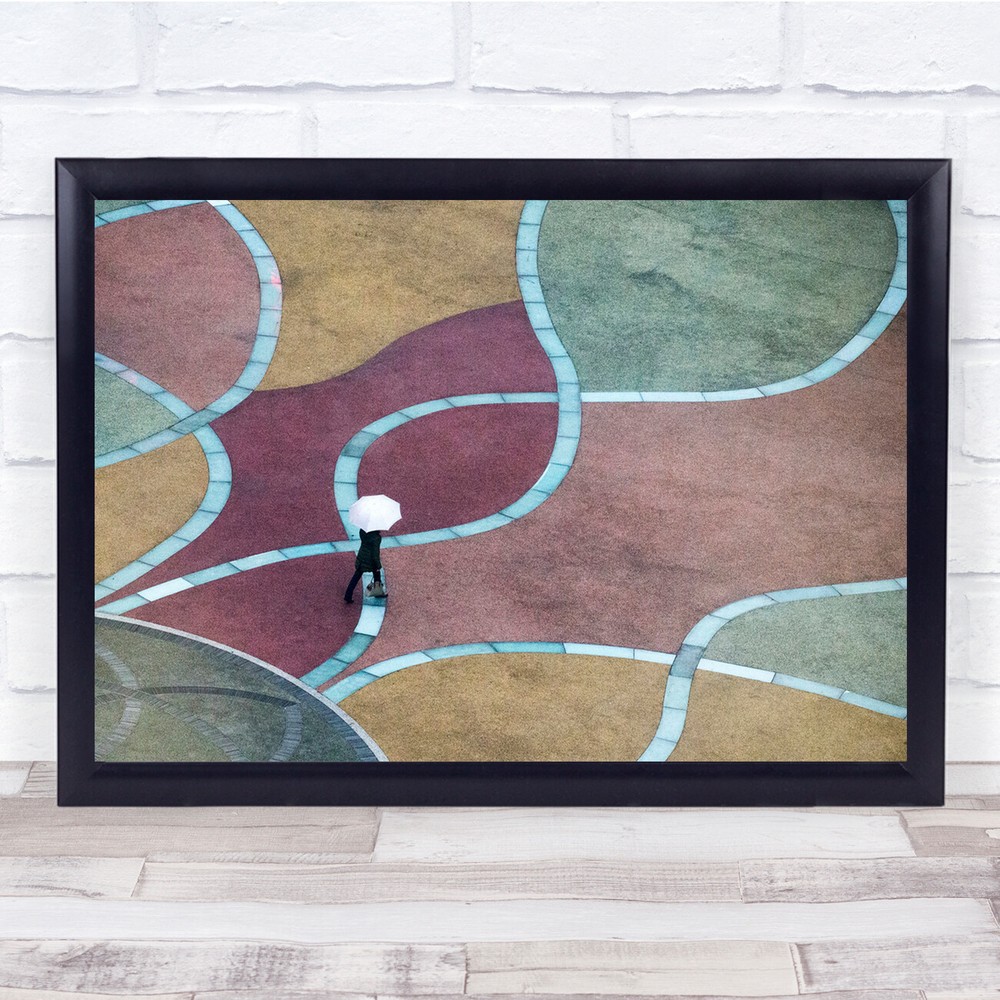 Pastel Colour Abstract Street Path Art Brickwork Alone Person Wall Art Print