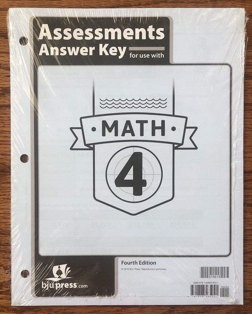BJU Press Math 4 Fourth Edition Assessments Answer Key