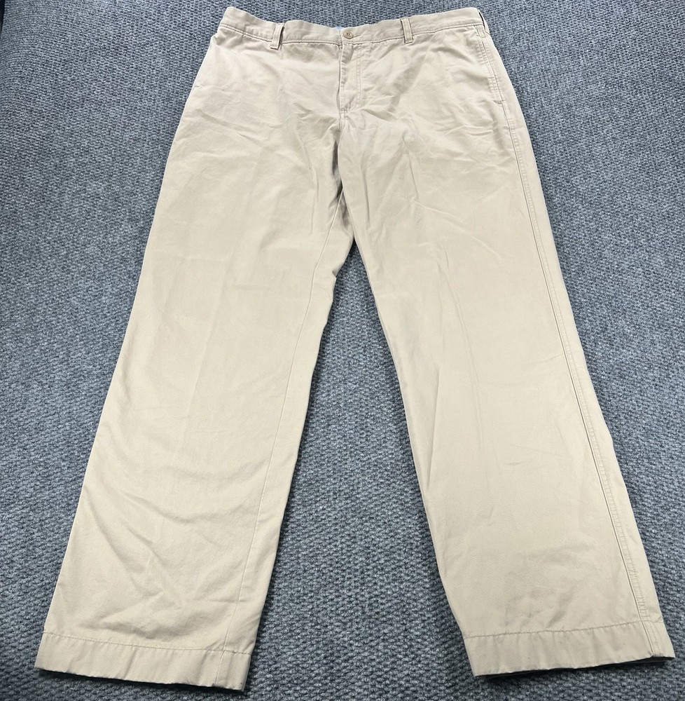 LL Bean Chino Pants Men 40x36 Khaki Beige Standard Fit Hiking Casual