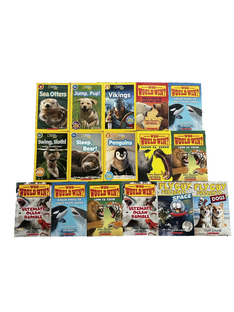 16 lot: National Geographic Kids books - Level Pre, 1, 2, 3 + Who Would Win?,