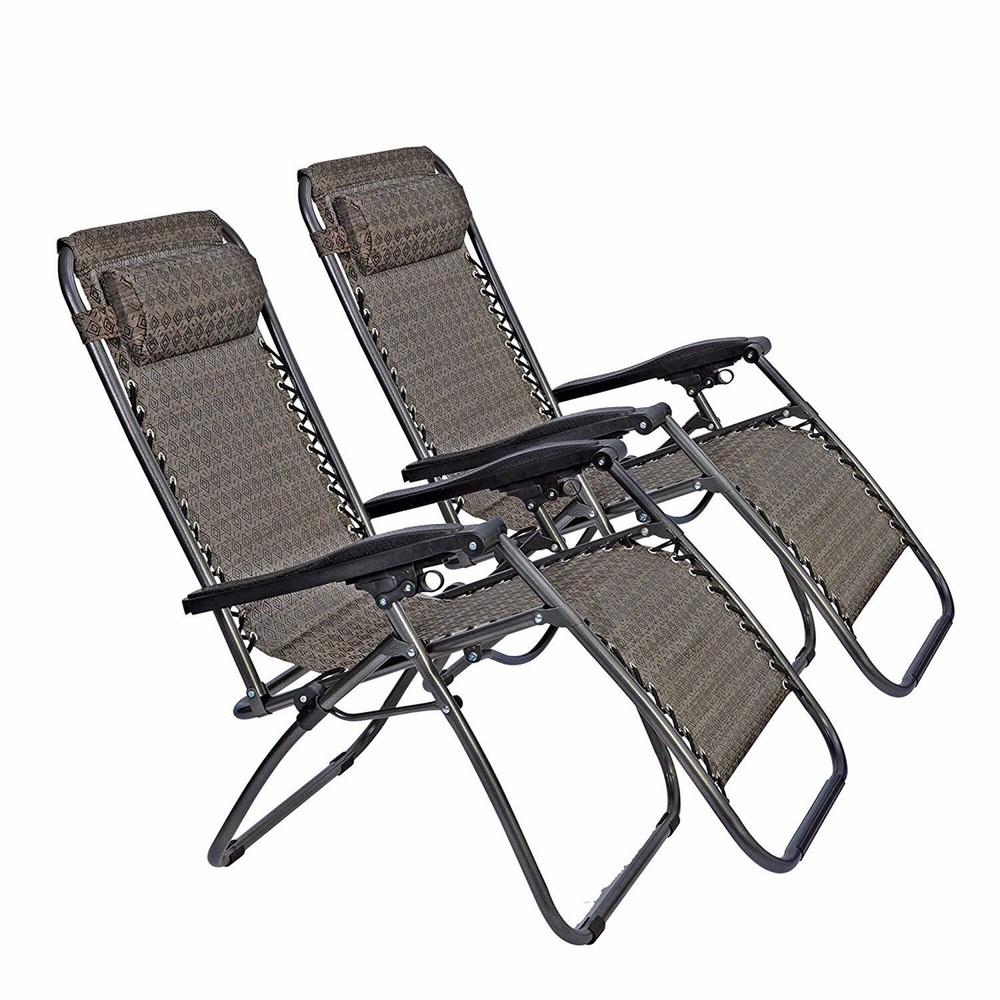 Adjustable Zero Gravity Recliner Patio Lounge Chair Set of 2  