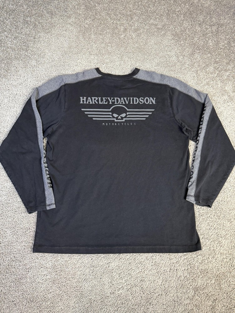 Harley-Davidson Shirt Mens XL Black Skull Wings Back Graphic Long Sleeve