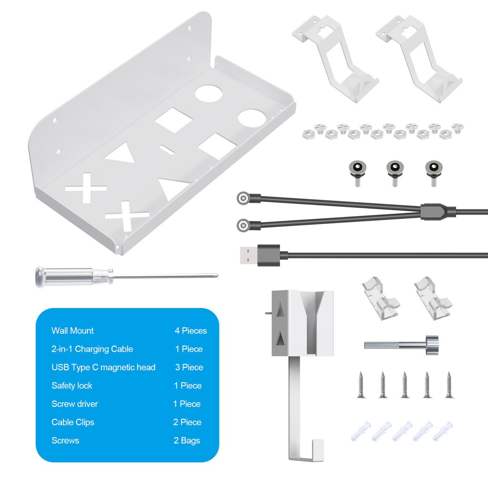 5-in-1 Wall Mount Bracket with Charging Cable Hook for PS5 Slim