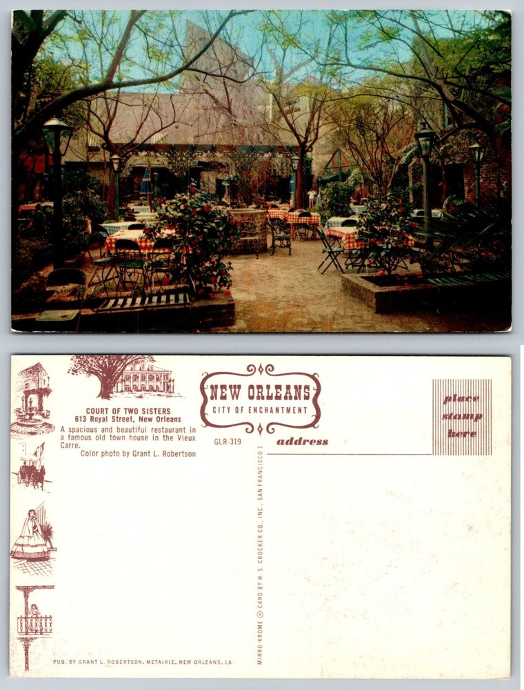 Court of Two Sisters New Orleans Mirro-Krome Postcard French Quarter Restaurant