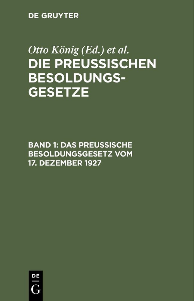 Das Preußische Besoldungsgesetz Vom 17. Dezember 1927 (Hardback)
