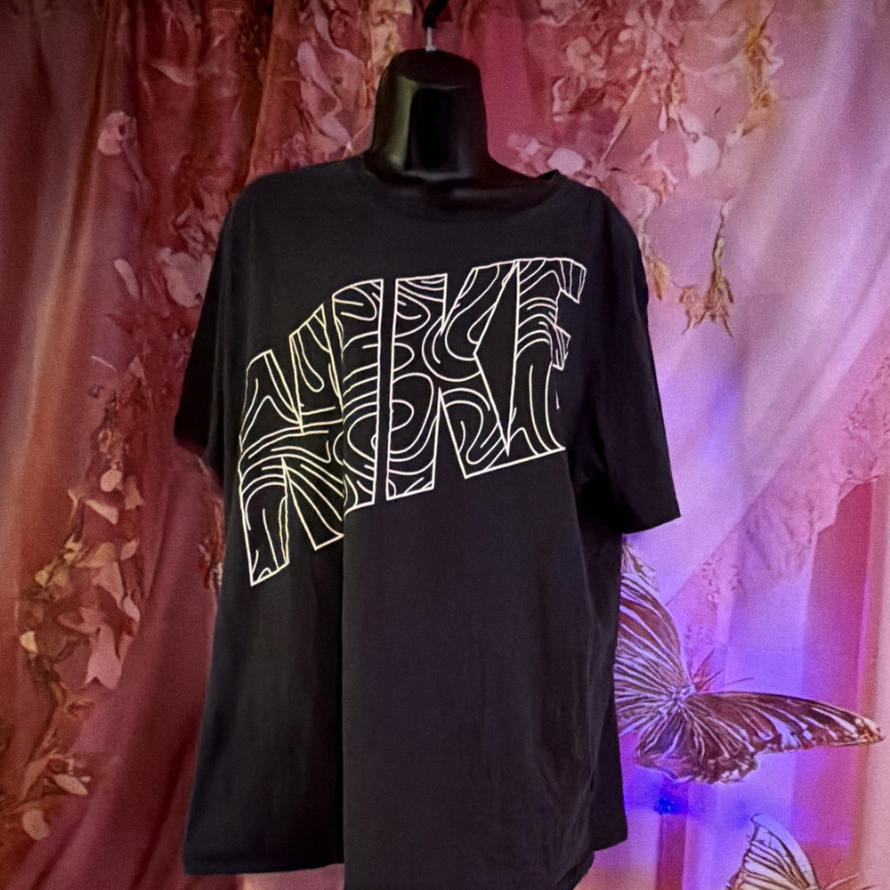 Nike Black Logo Graphic Print Cotton Crew Neck Short Sleeve T-Shirt Men's L