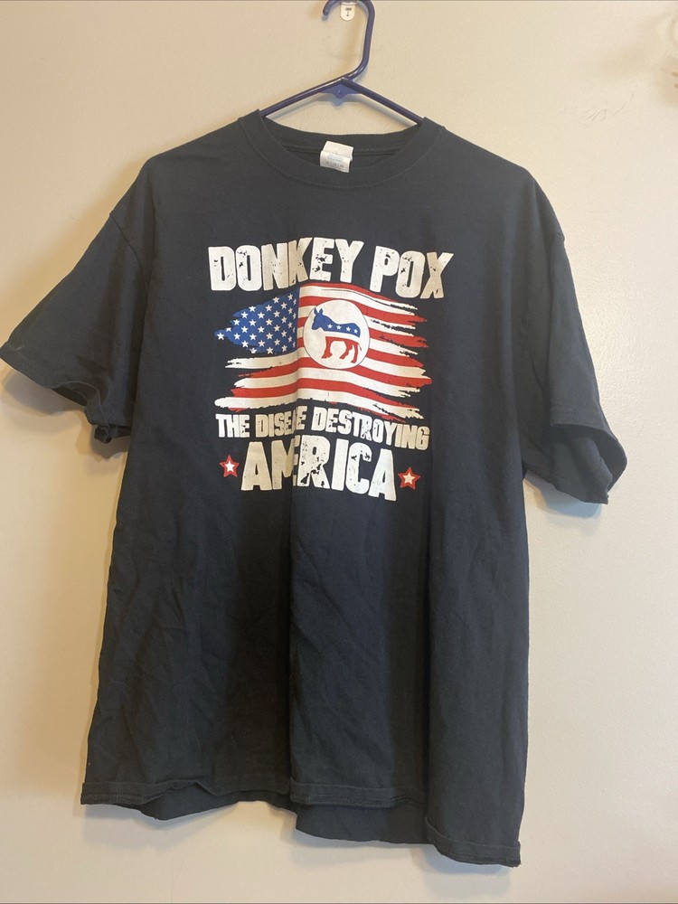 Donkey Pox Anti Biden Political Humor T-shirt Republican Pro Trump Blue XL