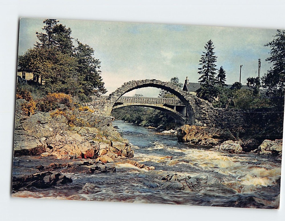 Postcard Old Packhorse Bridge in Carrbridge Inverness-shire Scotland