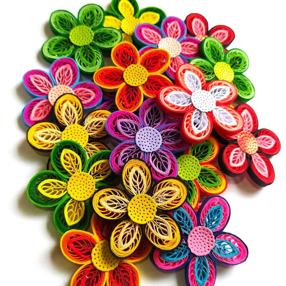 X20 Paper quilling flowers Made Using a Comb/ Handmade Greeting cards,NEW