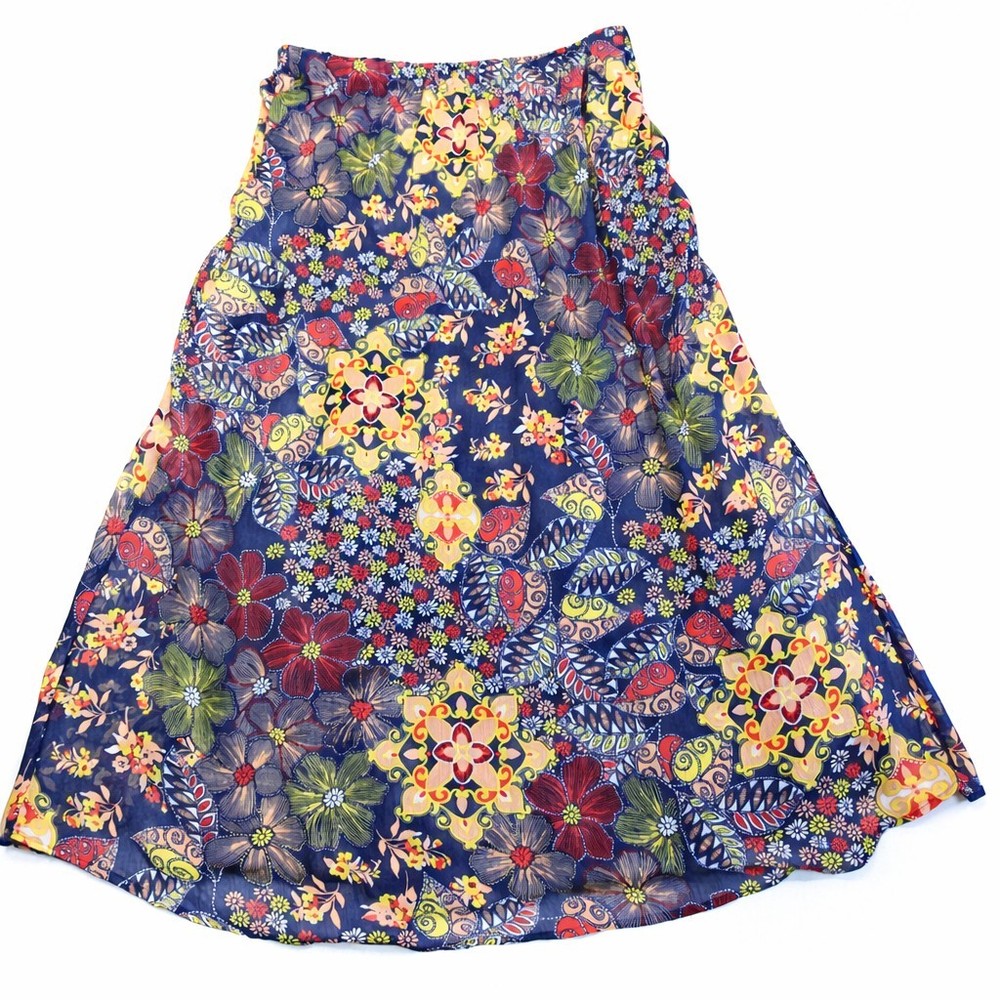 Kim Rogers Skirt Women M Blue Floral Paisley Pull On Elastic Waist Lined Skirt