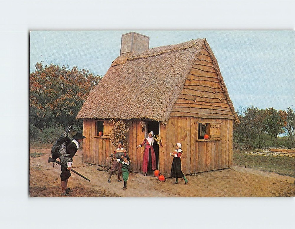 Postcard A Pilgrim Family Plimoth Plantation Plymouth Massachusetts USA