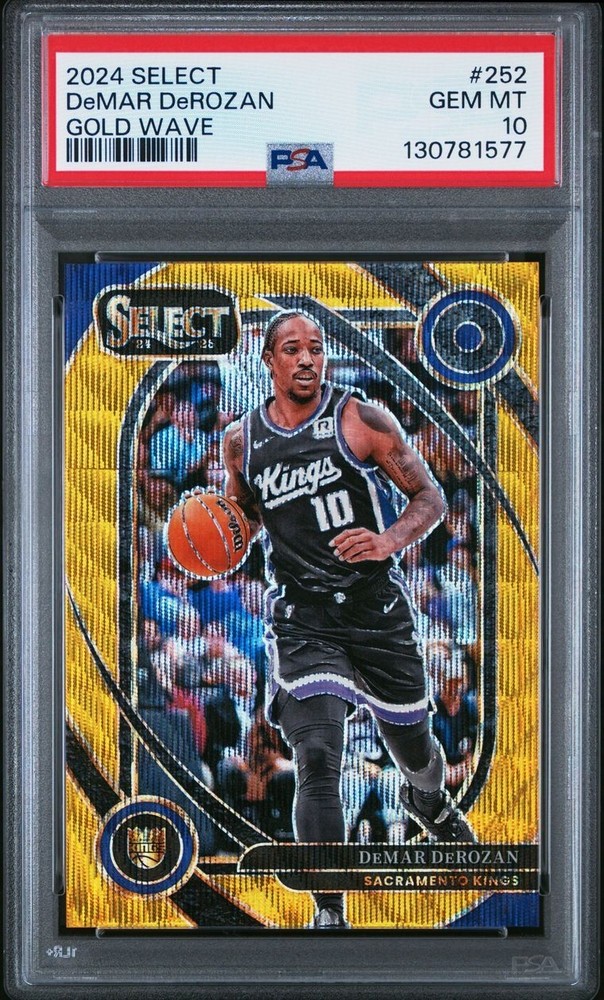 2024-25 Panini Select 252 DEMAR DEROZAN Gold Wave Prizm /10 - Kings PSA 10 POP 1