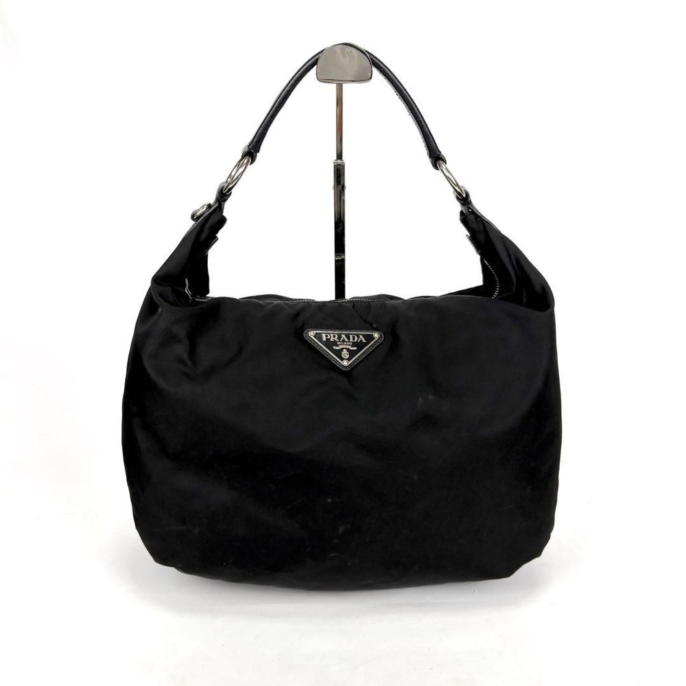 PRADA  One Shoulder Bag Black Nylon with triangle logo Hardware from Japan RA