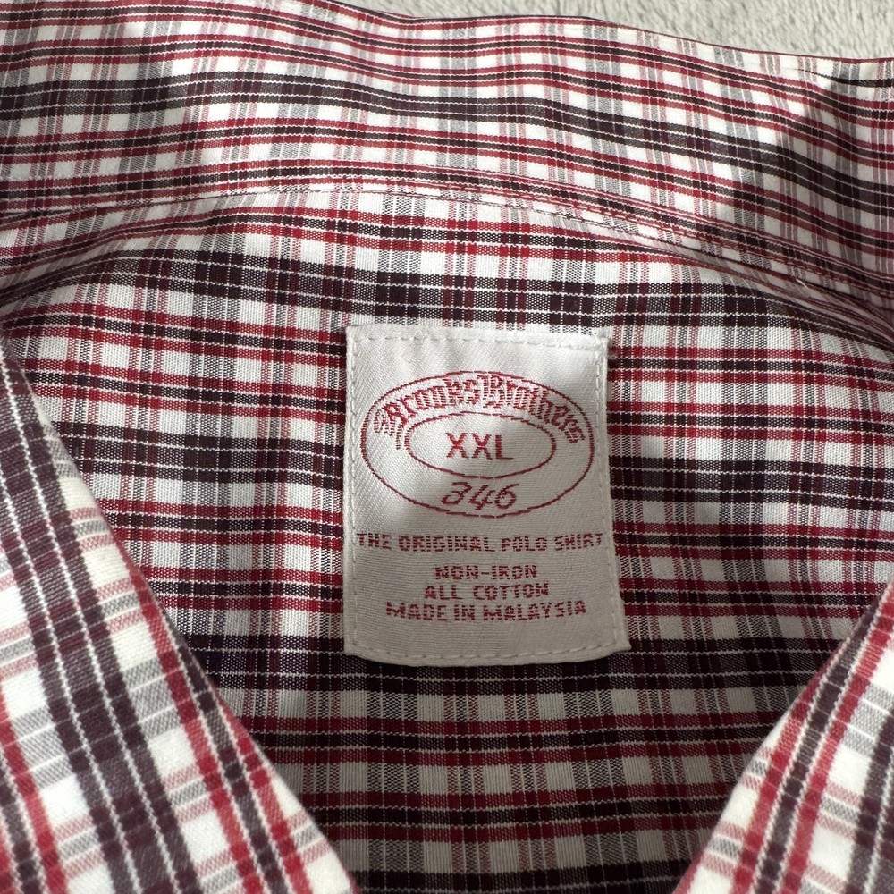 Brooks Brothers 346 Red Plaid Cotton Button Down Long Sleeve Casual Shirt XXL
