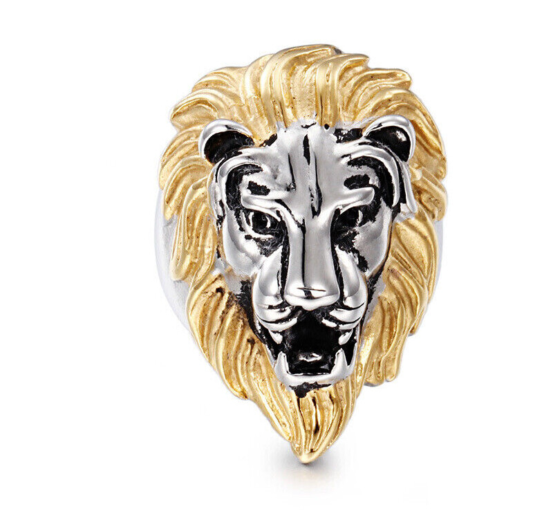 European and American stainless steel ring men's titanium steel lion head ring