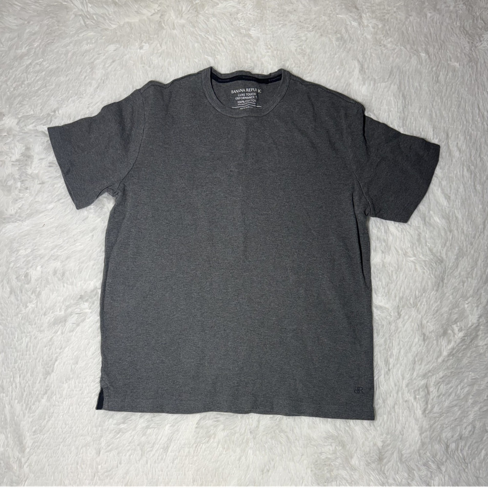 Banana Republic Luxe Touch Performance Tee Men's S Gray Cotton Crew Neck Logo