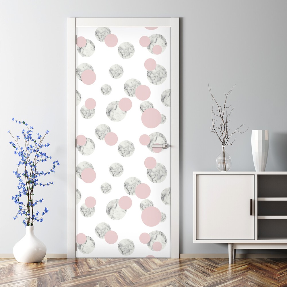Minimalistic marble pink bubble-free door sticker