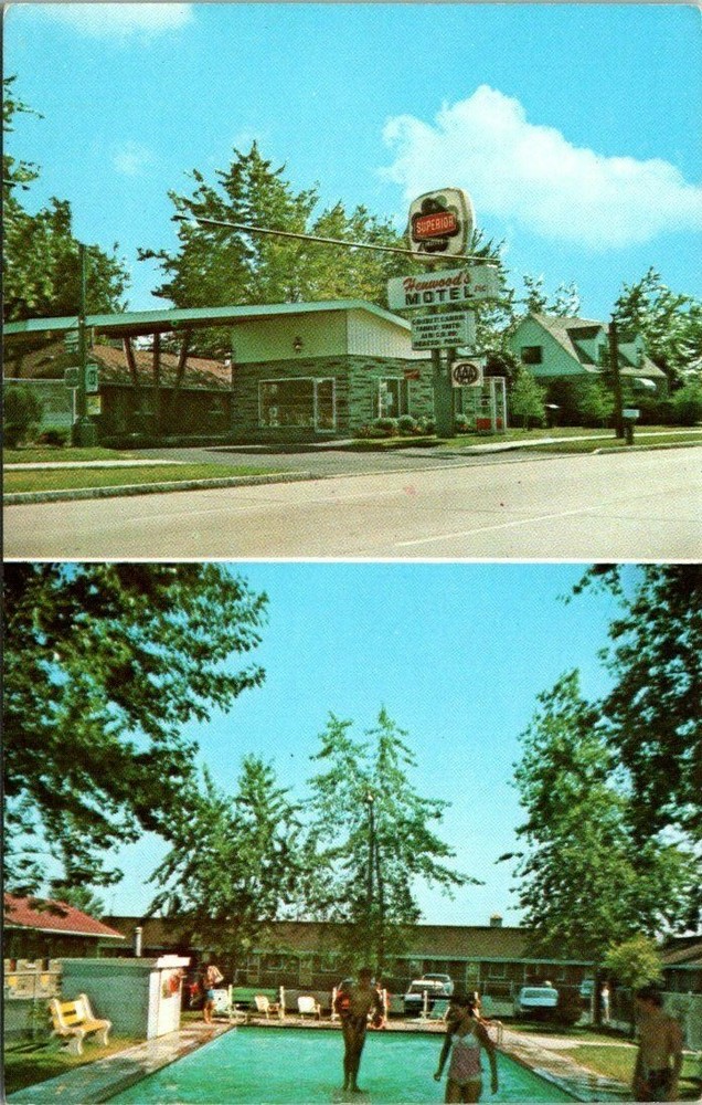 1960s Henwood's Motel B/W & Color TV Niagara Falls New York Vintage Postcard