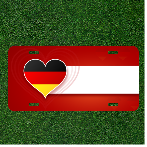 Create a unique Custom Personalized License Plate Car Tag with Banner Postcard Flag inspired by Germany for a standout vehicle accessory