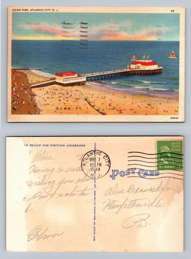Atlantic City, NJ-New Jersey Heinz Pier Ocean View Standard Old Vintage Postcard
