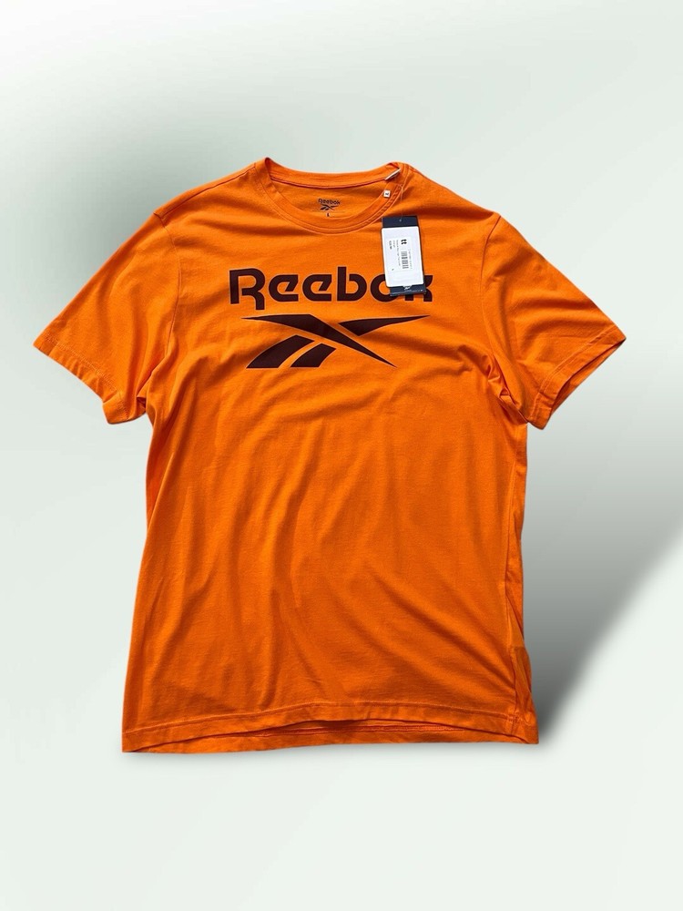 Reebok T-shirt Size L Orange Funky Streetwear Sportwear Rave Football Casual