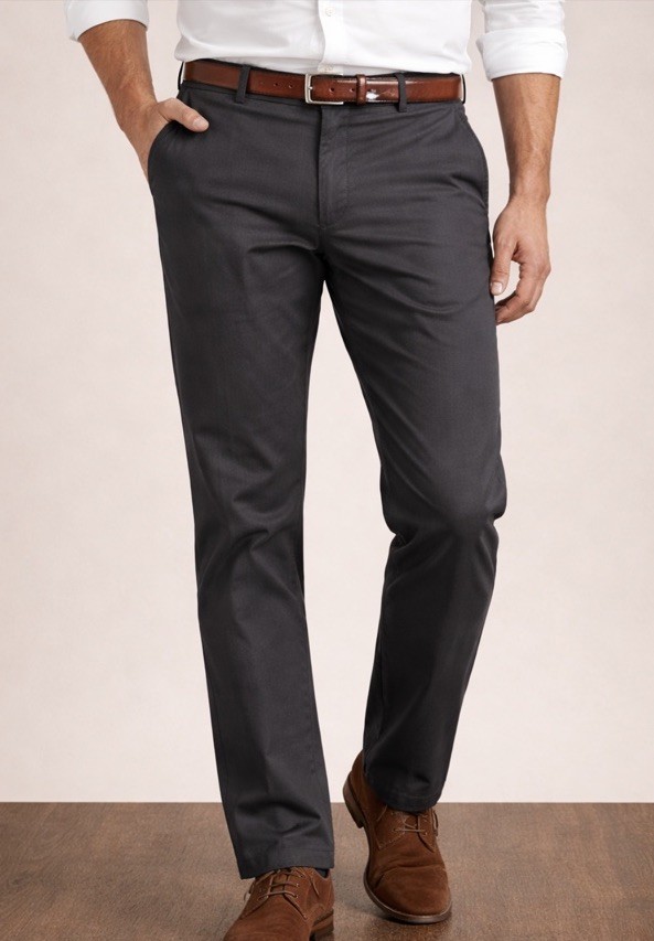 Bonobos Men's Dark Gray Chino Pants 40x32 Slim Fit Flat Front Dress Casual