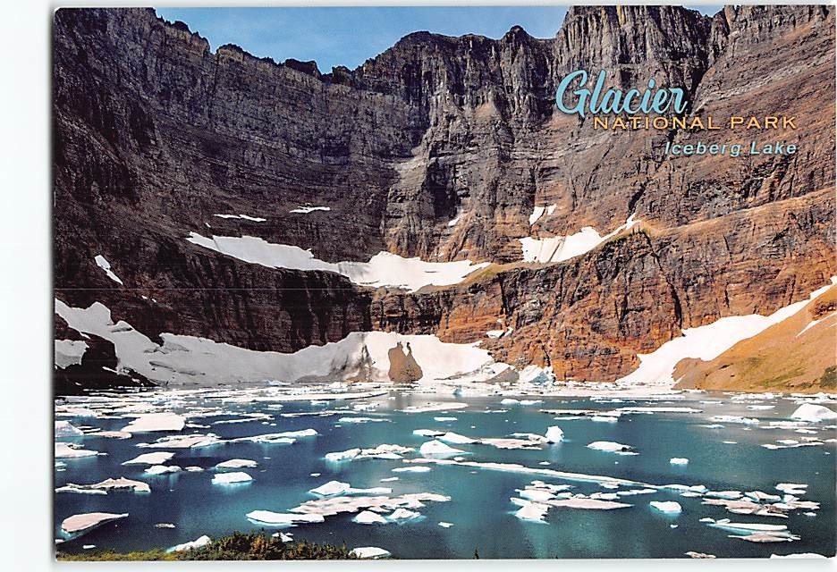 Postcard Iceberg Lake Glacier National Park Montana USA