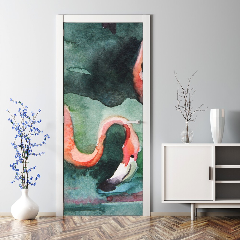 Flamingo Landscape Nature Nursery Door Decal Sticker Painting