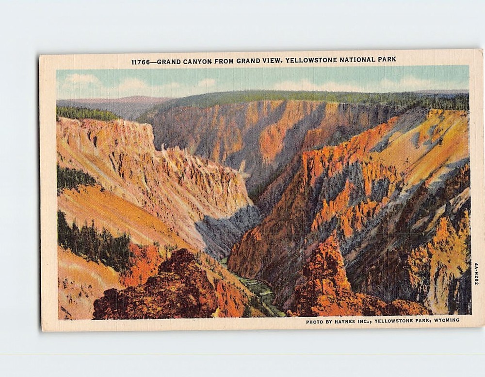 Postcard Grand View Grand Canyon Yellowstone National Park Wyoming USA