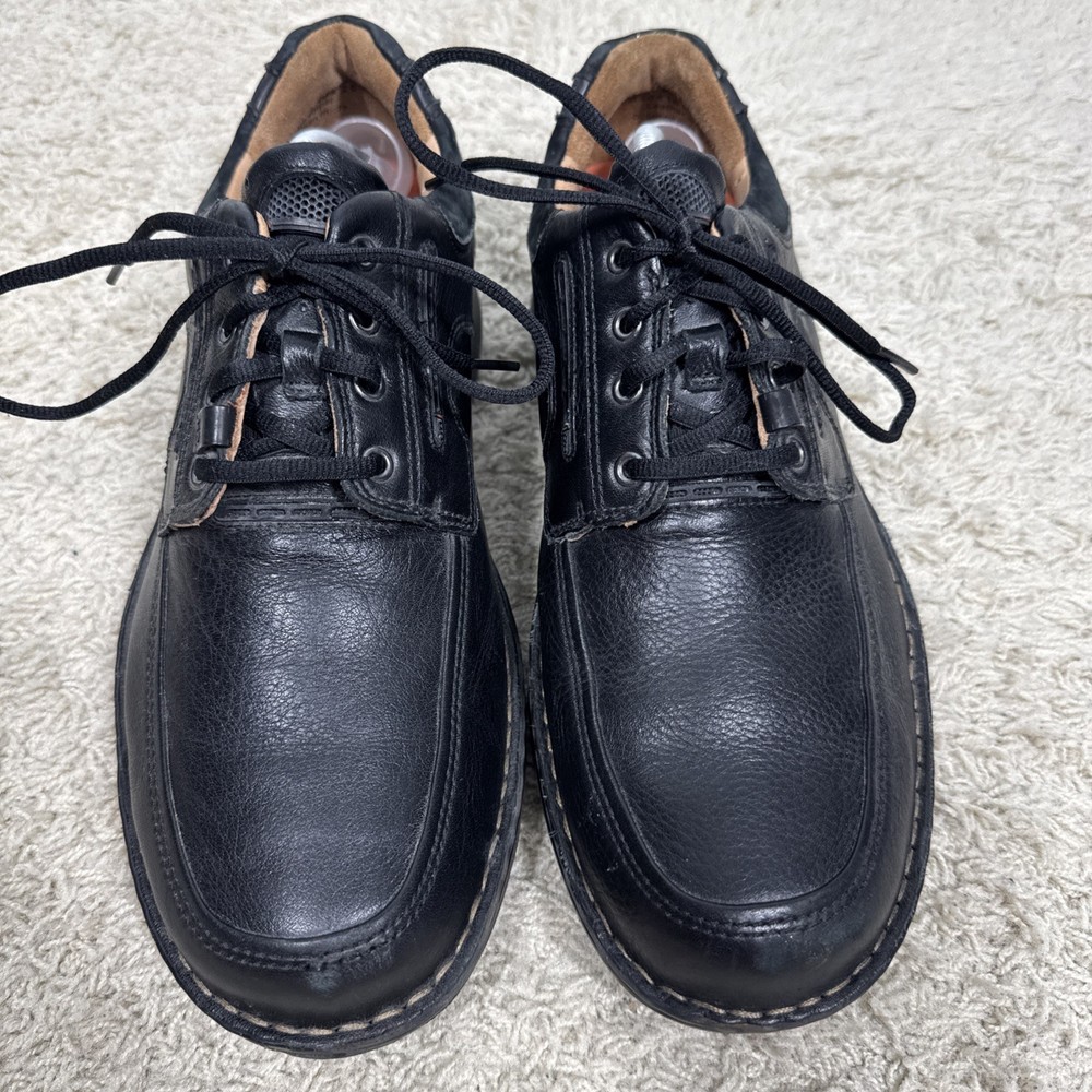 Clarks Unstructured Black Leather Oxford Shoes Mens 10.5M Comfort Casual Lace Up