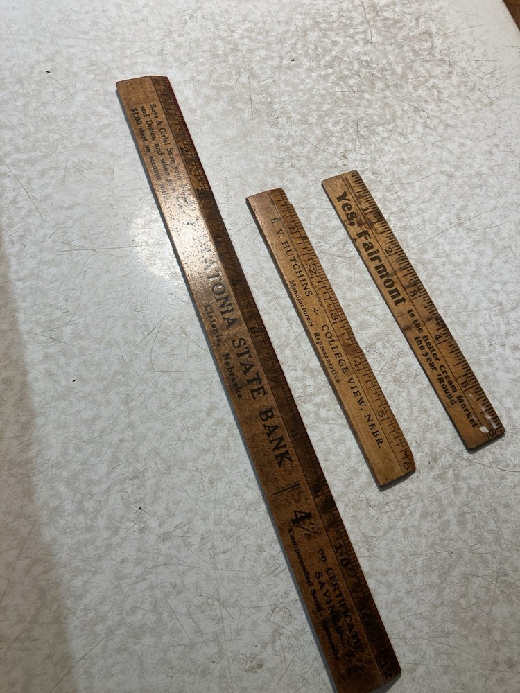 3 Old Nebraska Advertising Rulers-Clatonia College View Fairmont Dairy