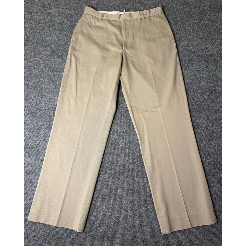 L.L. Bean Pants Men 34x30 Straight Flat Front Cotton Blend Chino Dress Trousers