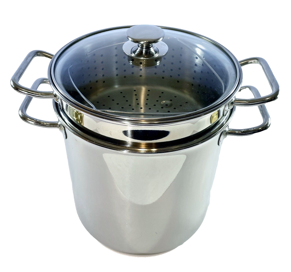 Kirkland Signature Professional 12 QT Stock Pot w/ 2 Steamers & Lid NICE & CLEAN