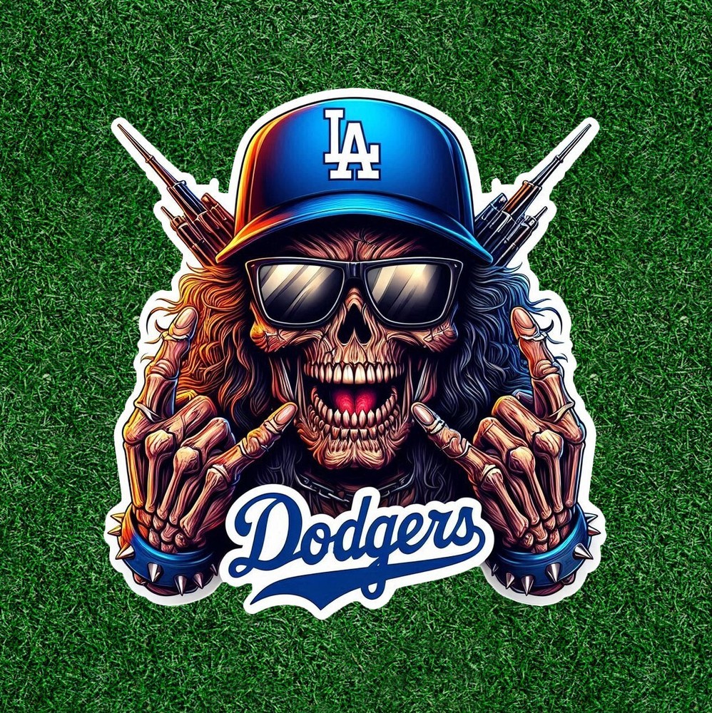 Iron Maiden's Eddie is a Dodgers fan waterproof vinyl sticker - several sizes