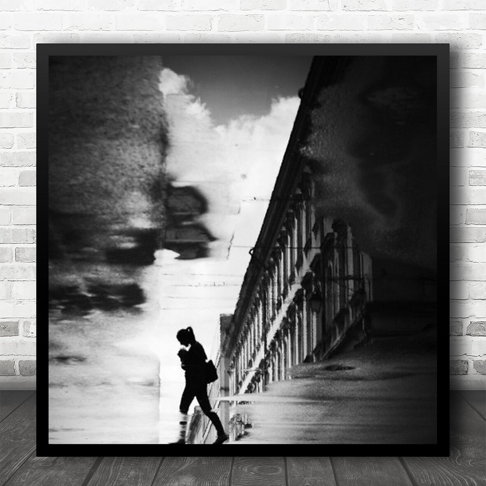 Reflection Street Walking Marasesti Rain Rainy Puddle Ground Square Print