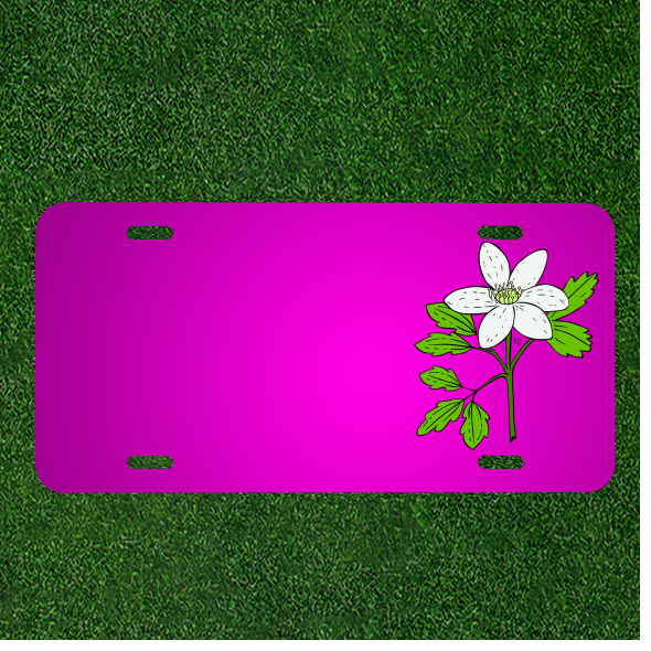 Custom Personalized Car License Plate With Add Names To Anemone Plant Flower