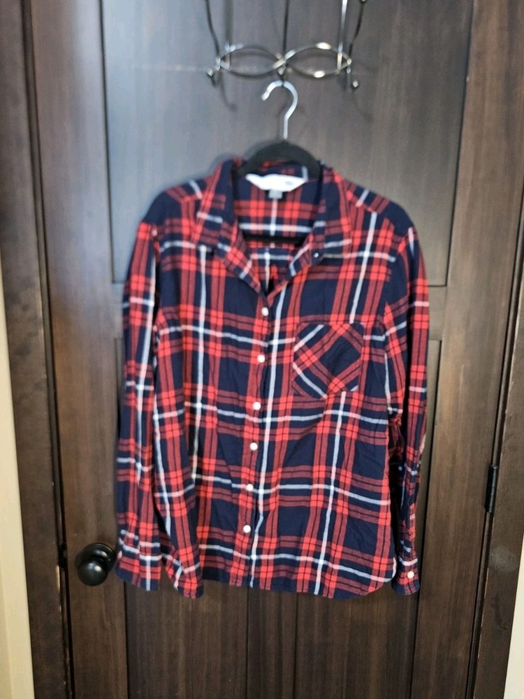 EUC Women's Old Navy & Red Flannel Plaid Button Up Shirt Size XXL 2XL
