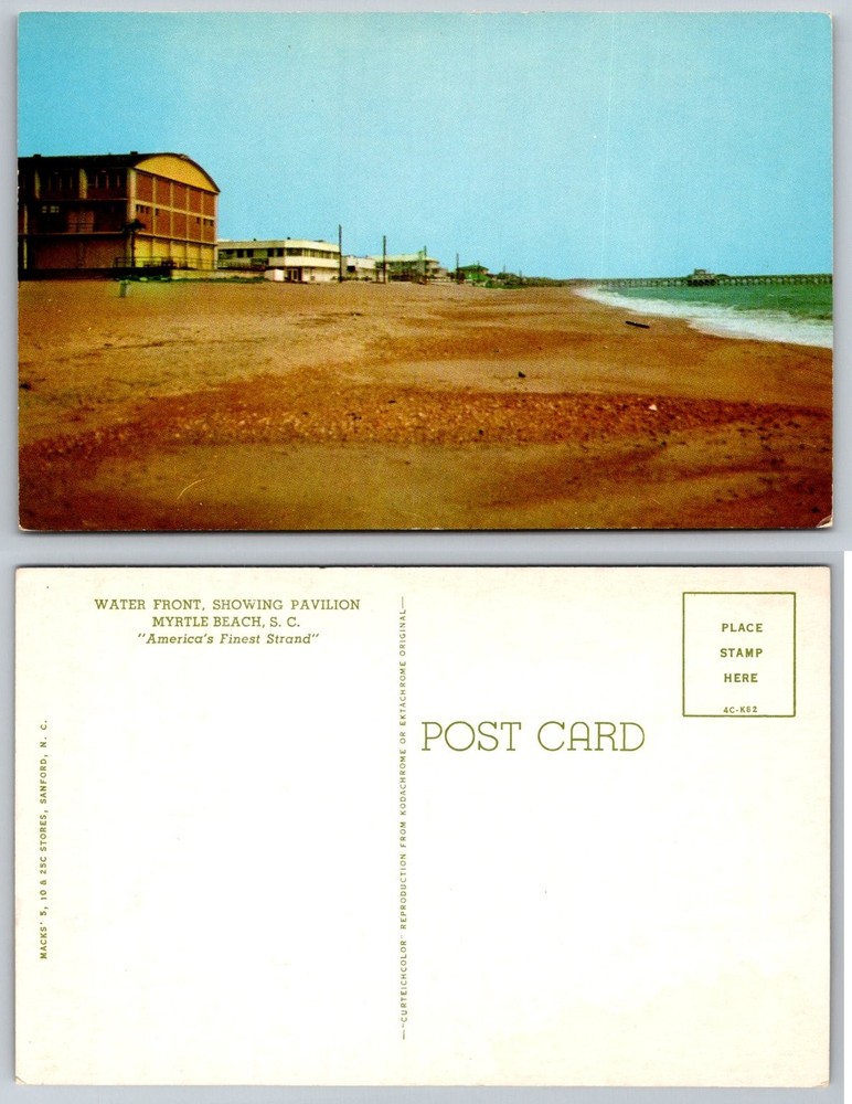 Myrtle Beach SC Water Front Pavilion & Pier Curteichcolor Chrome Postcard